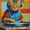 Dj Cat With Headphones Art Diamond Painting