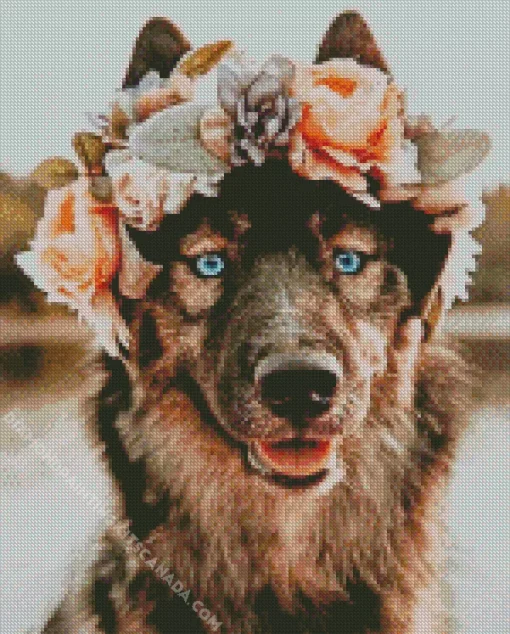 Dog Flower Crown Art Diamond Painting