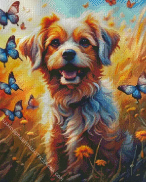 Dog In A Field Diamond Painting