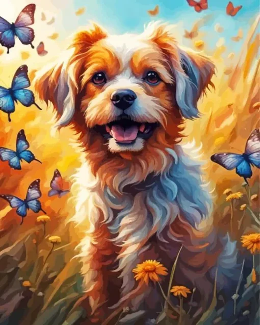 Dog In A Field Diamond Painting