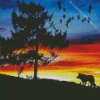 Dog In A Sunset Art Diamond Painting