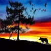 Dog In A Sunset Art Diamond Painting