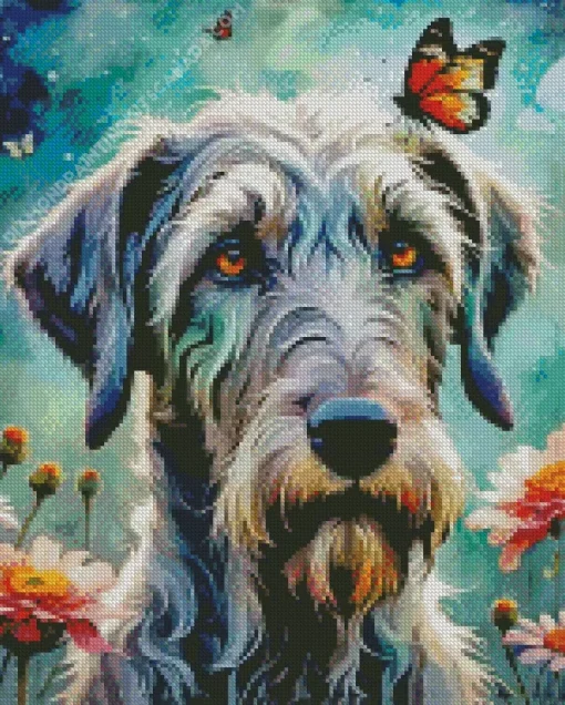 Dog With Butterfly Art Diamond Painting