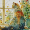 Fat Long Haired Cat Art Diamond Painting