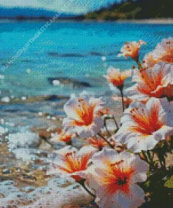 Flowers On The Beach Diamond Painting