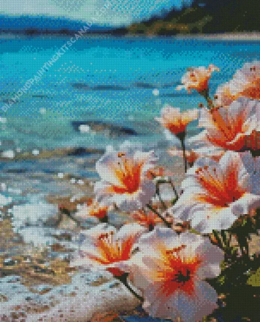 Flowers On The Beach Diamond Painting