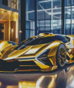 Golden Lamborghini Diamond Painting