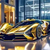 Golden Lamborghini Diamond Painting