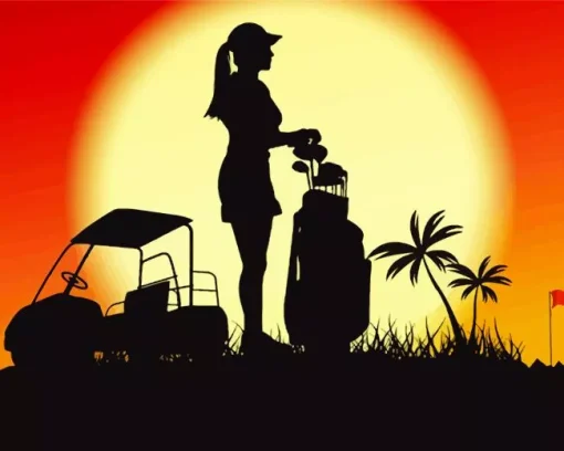 Golfer Silhouette Art Diamond Painting