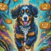 Halloween Bernedoodle Diamond Painting