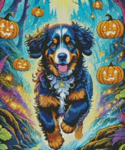 Halloween Bernedoodle Diamond Painting