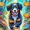 Halloween Bernedoodle Diamond Painting