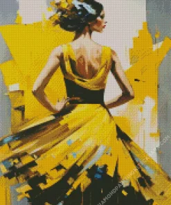 Lady With Yellow Dress Diamond Painting