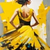 Lady With Yellow Dress Diamond Painting