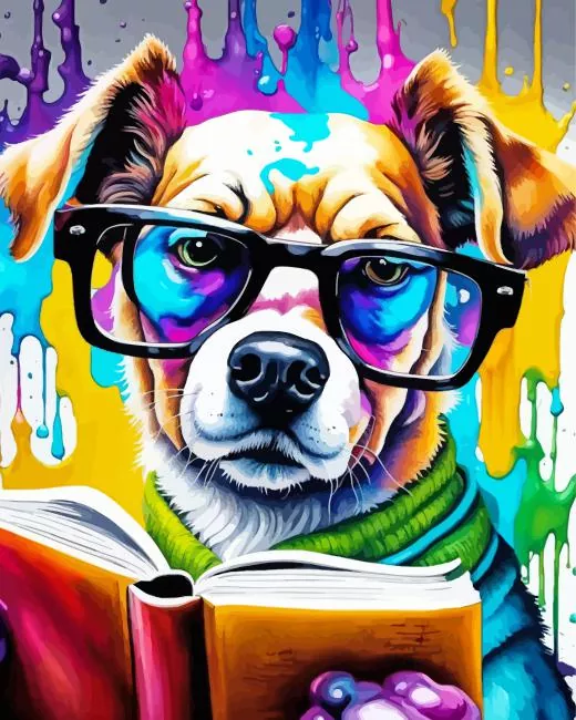 nerd dog with glasses Diamond Paintings Nerd Dog With Glasses Diamond Painting