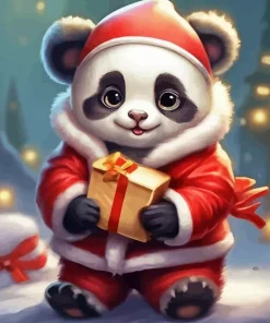 Panda Celebrating Christmas Diamond Painting