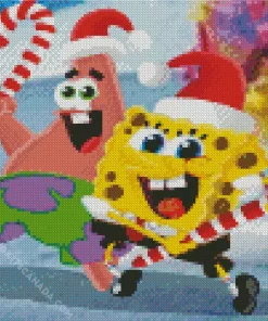 Spongebob Christmas Celebration Diamond Painting