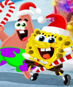 Spongebob Christmas Celebration Diamond Painting