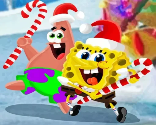 Spongebob Christmas Celebration Diamond Painting