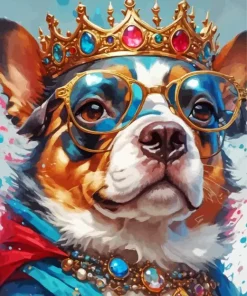 Stylish Dog With A Crown Diamond Painting