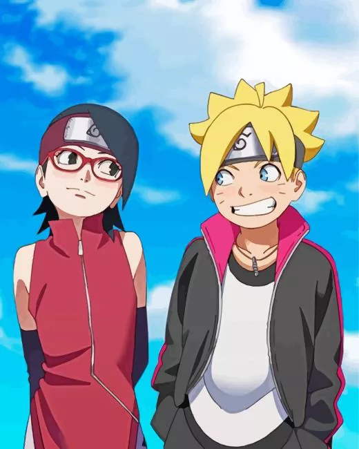 Boruto And Sarada Uchiha Diamond With Numbers Boruto And Sarada Uchiha Diamond Painting