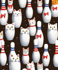 Bowling Pins Kittens Diamond Painting