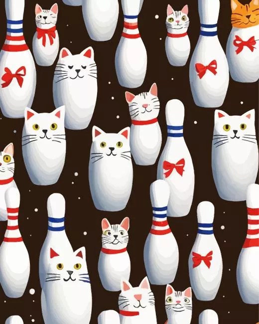 Bowling Pins Kittens diamond paints Bowling Pins Kittens Diamond Painting