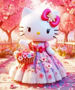 Cherry Blossom Hello Kitty Diamond Painting