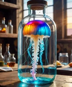 Colorful Jellyfish In Bottle Diamond Painting