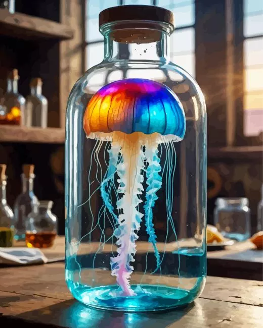Colorful jellyfish in bottle Diamond Paints Colorful Jellyfish In Bottle Diamond Painting