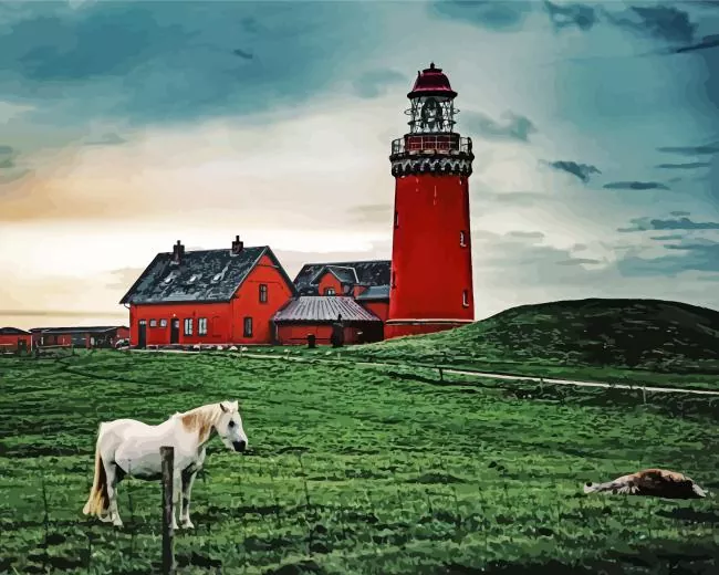 Denmark bovbjerg lighthouse Diamond Paints Denmark Bovbjerg Lighthouse Diamond Painting