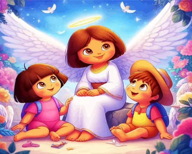 Dora and her friend and angel Diamond Paints Dora And Her Friend And Angel Diamond Painting