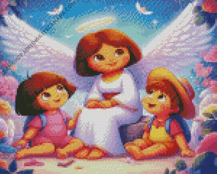 Dora and her friend and angel Diamond With Numbers Dora And Her Friend And Angel Diamond Painting