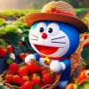 Doraemon And Strawberries Diamond Painting