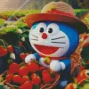 Doraemon And Strawberries Diamond Painting
