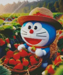 Doraemon And Strawberries Diamond Painting