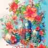 Flowers And Bottles Art Diamond Painting
