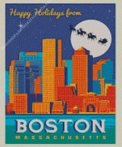 Massachusetts Boston City Poster Diamond Painting