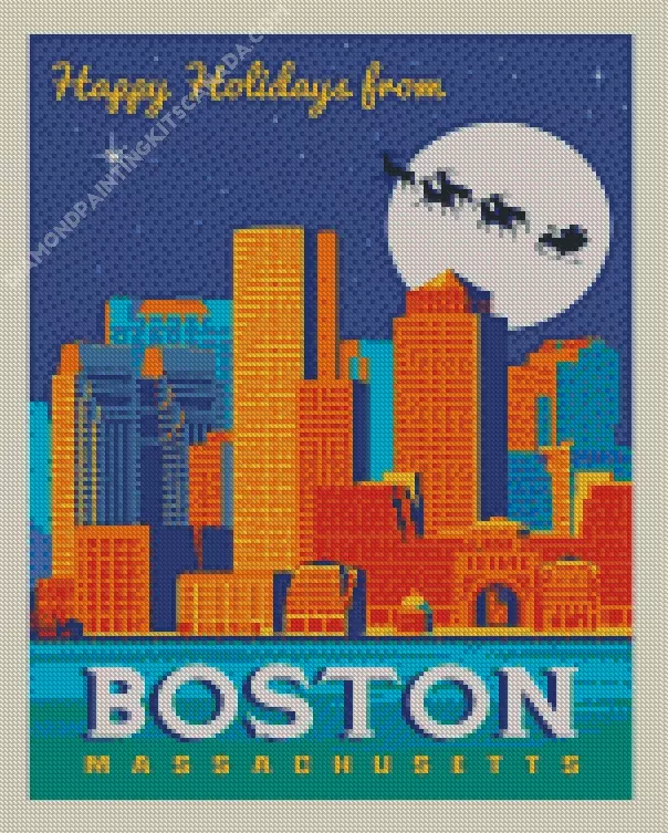 Massachusetts boston city poster Diamond Paintings Massachusetts Boston City Poster Diamond Painting