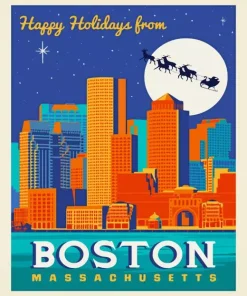 Massachusetts Boston City Poster Diamond Painting