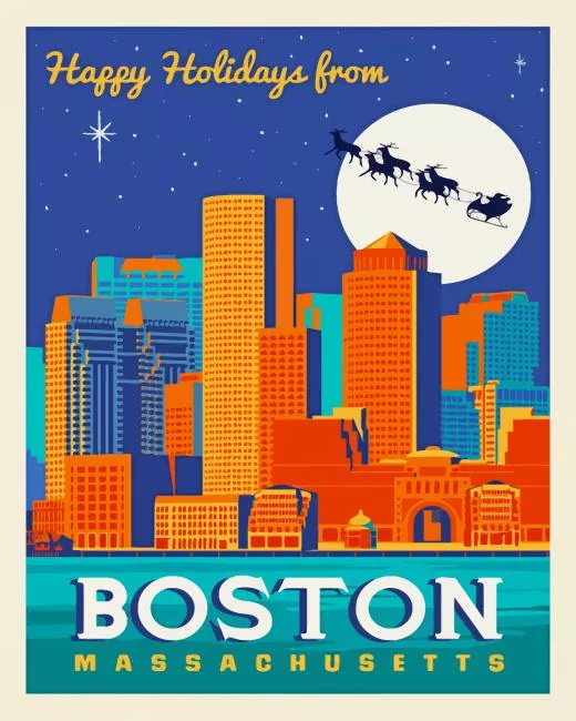 Massachusetts boston city poster Diamond With Numbers