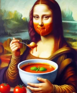 Mona Lisa Eating Moroccan Harrira Diamond Painting