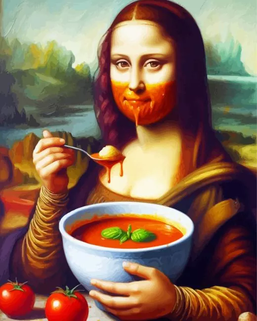 Mona Lisa Eating Moroccan Harrira Diamond Paints Mona Lisa Eating Moroccan Harrira Diamond Painting