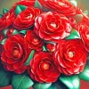 Red Camellias Bouquet Diamond Painting