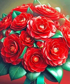 Red Camellias Bouquet Diamond Painting