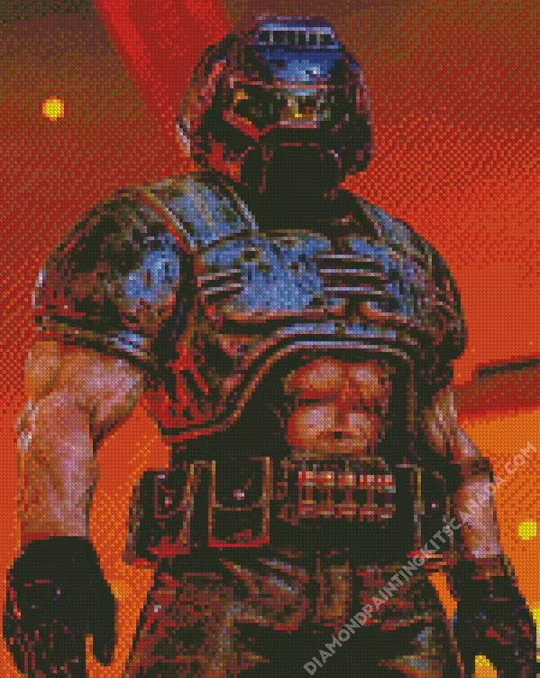 The doomguy video game Diamond With Numbers The Doomguy Video Game Diamond Painting