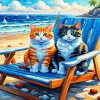 Beach Chair And Cats Diamond Painting