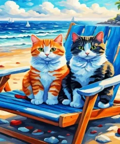 Beach Chair And Cats Diamond Painting