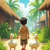 Boy And Ducks Diamond Painting