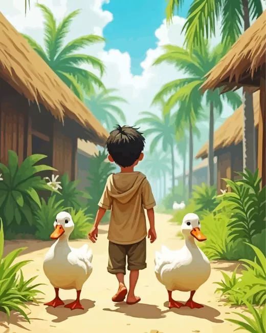 boy and ducks Diamond Paintings Boy And Ducks Diamond Painting
